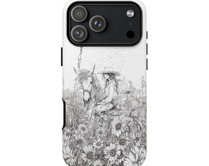 Western Cowgirl Horse Country Girl Wildflowers Phone Case: iPhone, Galaxy, Pixel - Lifetime Warranty