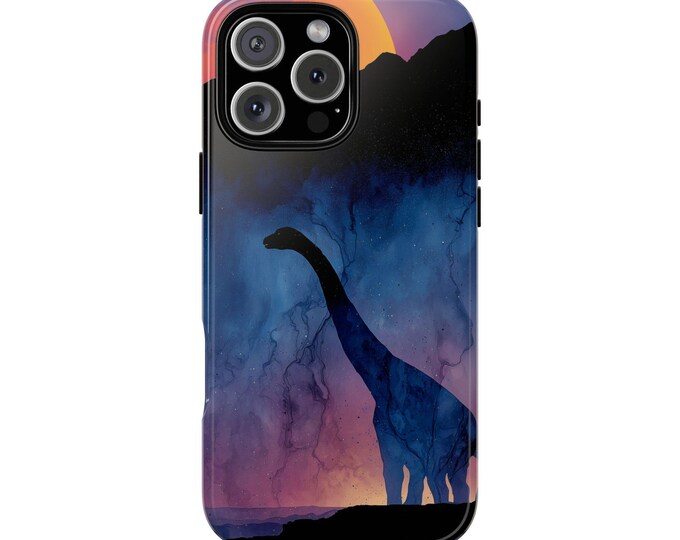 Cosmic Brachiosaurus Watercolor Dinosaur Phone Case: iPhone, Galaxy, Pixel - Lifetime Warranty