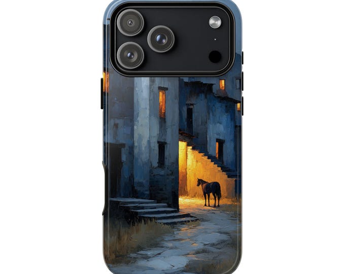 Western Night Twilight Horse Town Phone Case: iPhone, Galaxy, Pixel - Lifetime Warranty