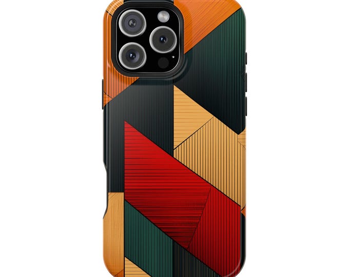 Geometric Red Orange Blue Shapes Bauhaus Phone Case: iPhone, Galaxy, Pixel - Lifetime Warranty