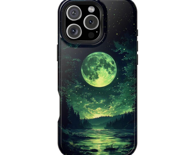 Green Lunar Moon Forest Wilderness Phone Case: iPhone, Galaxy, Pixel - Lifetime Warranty