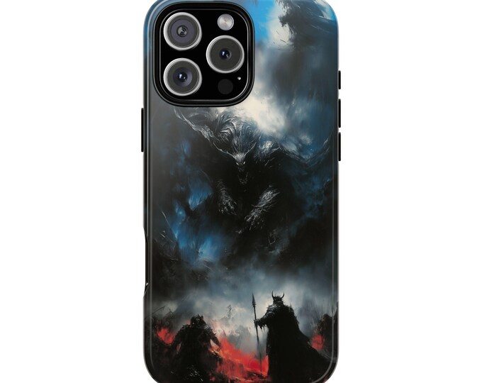 Epic Dark Knights Mountain Monster Battle Phone Case: iPhone, Galaxy, Pixel - Lifetime Warranty