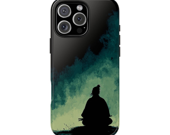 Peaceful Samurai Warrior Teal Glow Phone Case: iPhone, Galaxy, Pixel - Lifetime Warranty