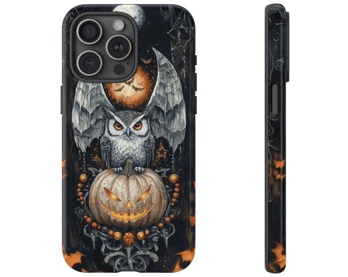 Night Owl & Jack O' Lantern Halloween Phone Case: iPhone, Galaxy, Pixel - Magsafe Wireless Charging