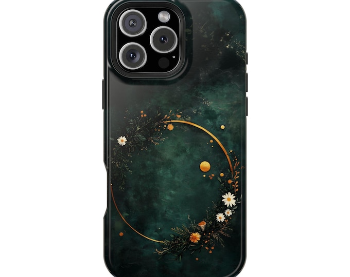 Gold Wreath Green Minimalist Flower Phone Case: iPhone, Galaxy, Pixel - Lifetime Warranty
