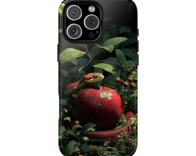 Red Apple Serpent Snake Forest Art Phone Case: iPhone, Galaxy, Pixel - Lifetime Warranty