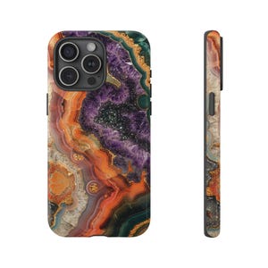 Purple Orange Crystal Geode Rock Amethyst Phone Case: iPhone, Galaxy, Pixel - MagSafe Compatible