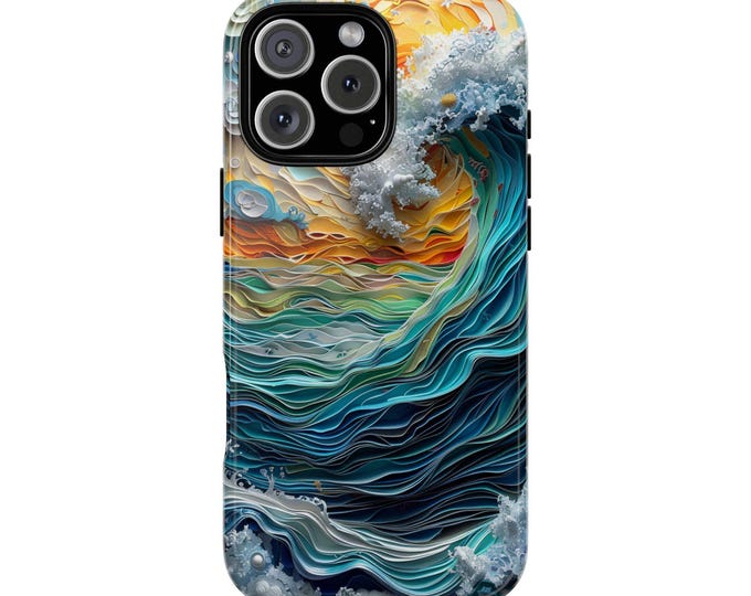 Mosaic Ocean Wave Pastel Sun Phone Case: iPhone, Galaxy, Pixel - Lifetime Warranty