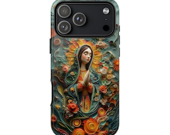 Floral Virgin Mary Catholic Design Phone Case - Personalized, MagSafe Compatible, Lifetime Warranty