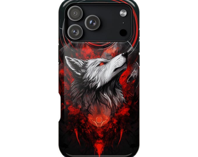 Red Eyes Wolf Abstract Energy Phone Case: iPhone, Galaxy, Pixel - Lifetime Warranty