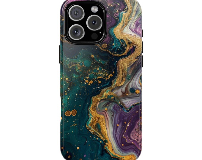 Abstract Purple Green Gold Hydro Dip Phone Case: iPhone, Galaxy, Pixel - Lifetime Warranty