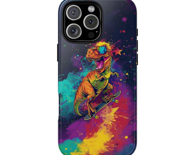 T-Rex Dinosaur Skateboard Phone Case: iPhone, Galaxy, Pixel - Lifetime Warranty