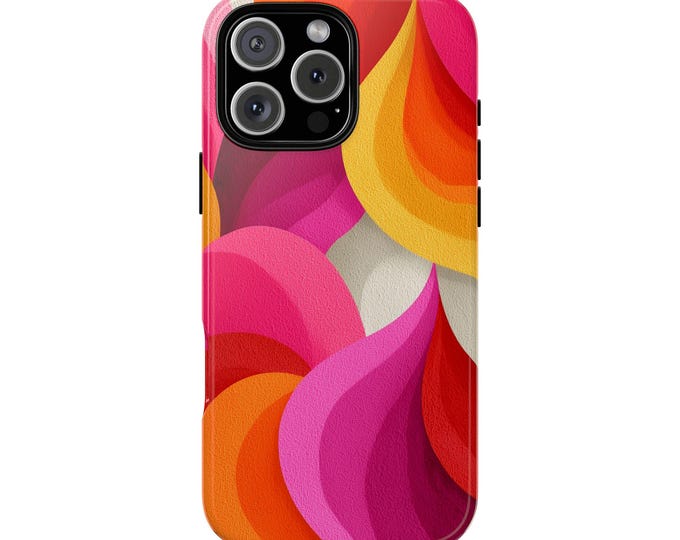 Pink Orange Waves Vibrant 70s Pattern Phone Case: iPhone, Galaxy, Pixel - Lifetime Warranty