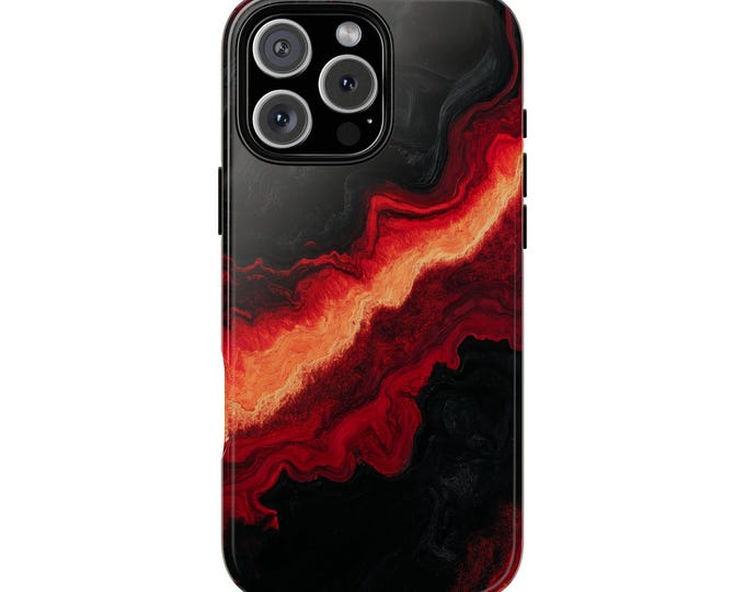 Black Red Molten Lava Hydro Dip Liquid Phone Case: iPhone, Galaxy, Pixel - Lifetime Warranty