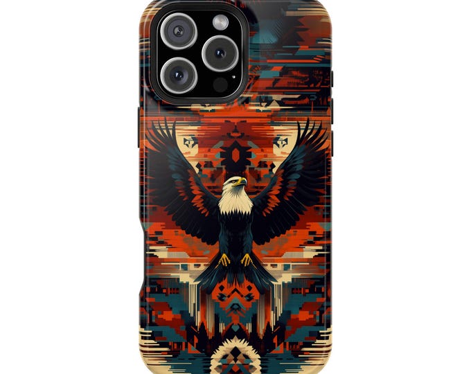 Bald Eagle South Western Pattern Phone Case: iPhone, Galaxy, Pixel - MagSafe Compatible