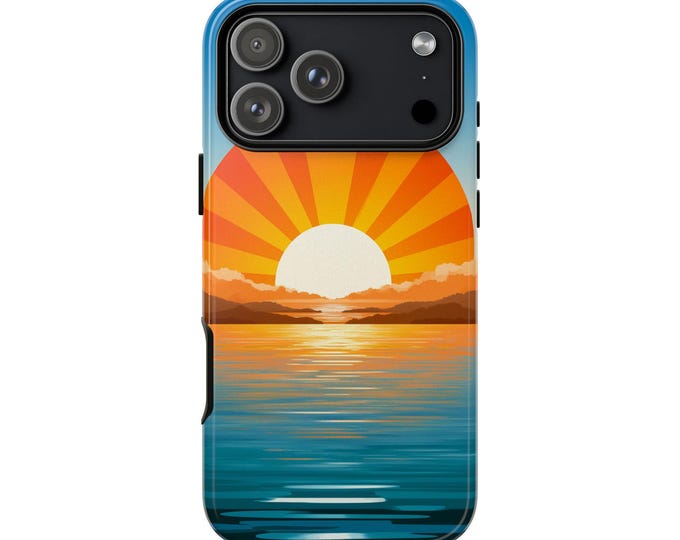 Rising Sun Ocean Horizon Minimalist Phone Case: iPhone, Galaxy, Pixel - Lifetime Warranty