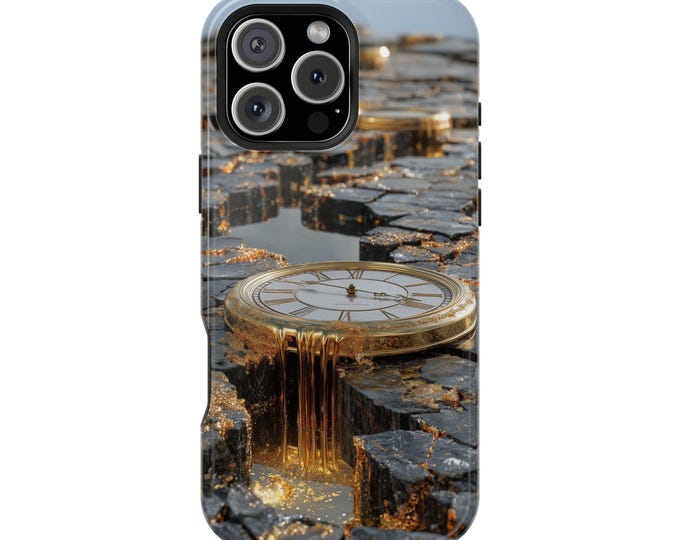 Melting Time Gold Dripping Clock Phone Case: iPhone, Galaxy, Pixel - Lifetime Warranty