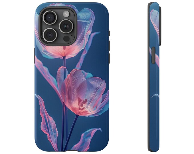 Pink Translucent Midnight Blooms Flowers Phone Case for iPhone | Samsung Galaxy | Google Pixel