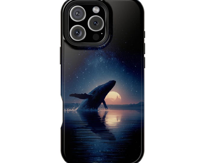 Whale Breaching Ocean Night Sky Phone Case: iPhone, Galaxy, Pixel - Lifetime Warranty