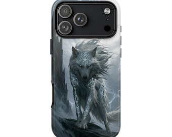 White Gray Wolf Ancient Lightning Runes | Phone Ink Case | Custom Made Cover | Lifetime Warranty