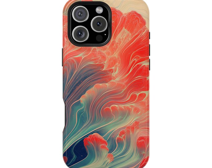 Coral Waves Purple Green Colorful Abstract Art Phone Case: iPhone, Galaxy, Pixel - Lifetime Warranty