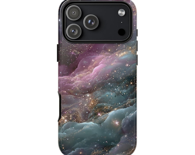 Teal Magenta Star Specks Clouds Phone Case: iPhone, Galaxy, Pixel - Lifetime Warranty