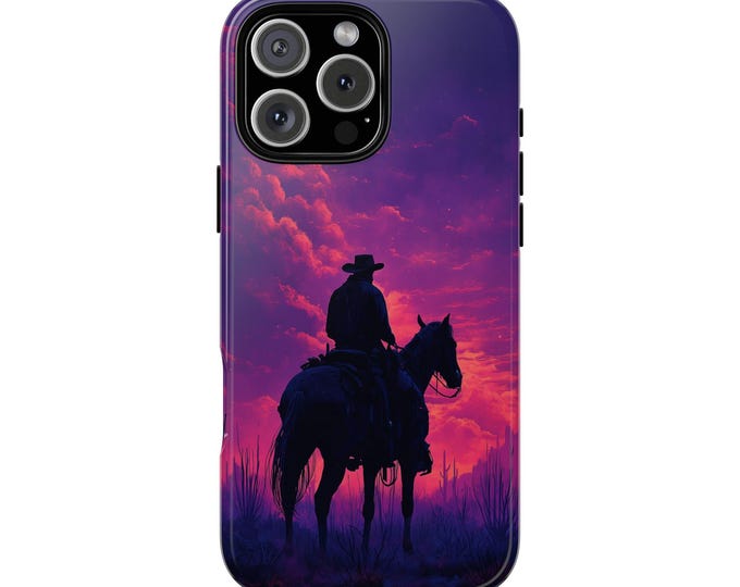Lone Cowboy Desert Twilight Western Sky Phone Case - iPhone 17 Pro Max 16 15 14 13 12 11, Samsung Galaxy S25 Ultra S24 S23 S22, Google Pixel