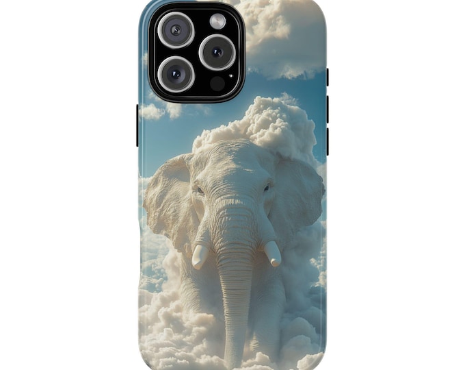 Elephant Sky White Clouds Celestial Artwork Phone Case: iPhone, Galaxy, Pixel - Lifetime Warranty