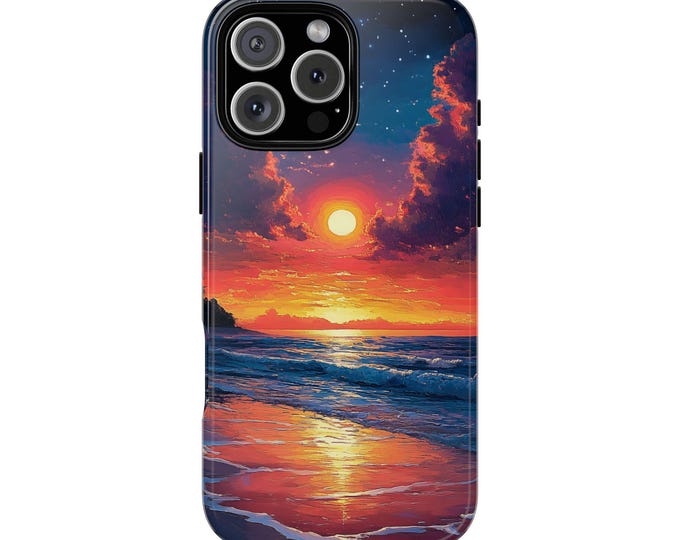Tropical Sunset Glow Ocean Waves Twilight Beach Phone Case: iPhone, Galaxy, Pixel - Lifetime Warranty