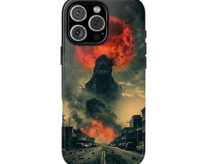 Kaiju Monster Titan Attacks Town Destruction Phone Case: iPhone, Galaxy, Pixel - MagSafe Compatible