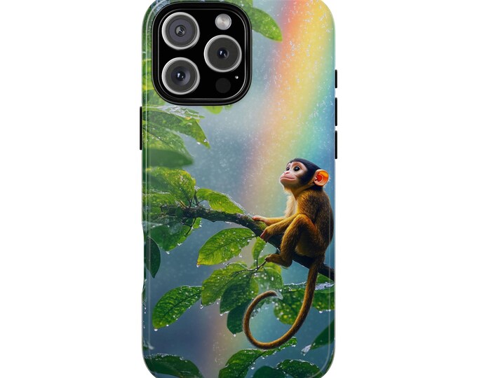 Monkey on Tree Spring Storm Rainbow Phone Case: iPhone, Galaxy, Pixel - Lifetime Warranty