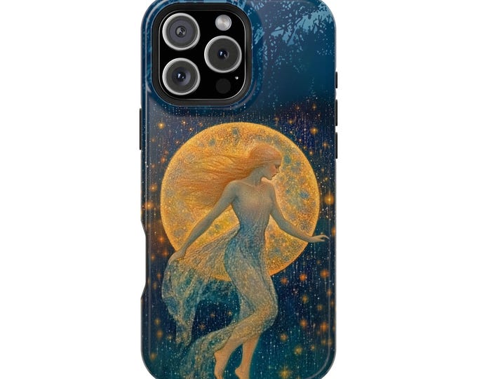 Mystical Lunar Dulac Forest Woman Moonlight Glow Phone Case: iPhone, Galaxy, Pixel - MagSafe Compatible