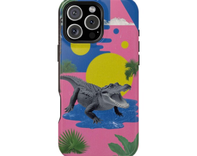 Alligator Neon Abstract Pink Dream Phone Case: iPhone, Galaxy, Pixel - Lifetime Warranty