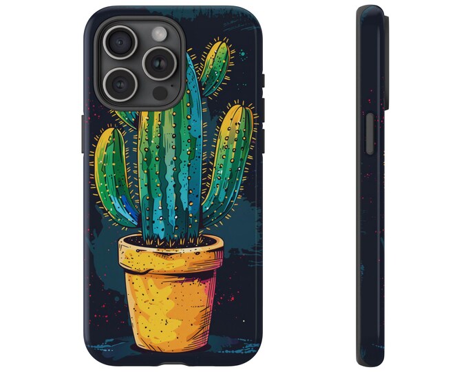 Cactus on Pot Desert Illustration Phone Case: iPhone, Galaxy, Pixel - Lifetime Warranty