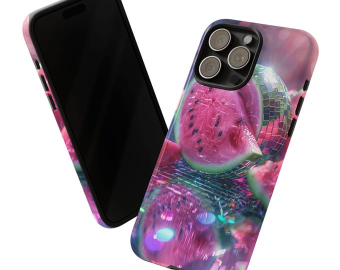Watermelon Disco Ball Delight Cover Phone Case: iPhone, Galaxy, Pixel - Lifetime Warranty