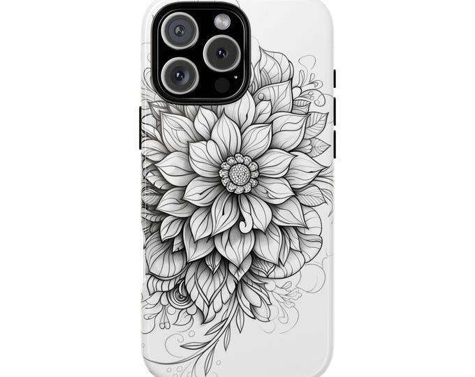 Black White Mandala Lotus Flower Phone Case for iPhone | Samsung Galaxy | Google Pixel