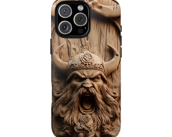 Viking Wood Carving Nordic Style Print Phone Case: iPhone, Galaxy, Pixel - Lifetime Warranty