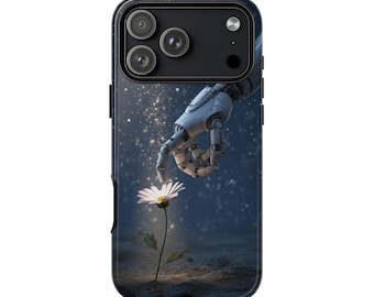 Levenslange garantie | Telefoonhoesje met robotarm Daisy Night Dream: iPhone 17 16 15 14 Pro Max, Galaxy S26 | MagSafe | Schokbestendig