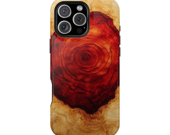 Red Swirling Wood Style Grain UV Print Phone Case: iPhone, Galaxy, Pixel - Lifetime Warranty