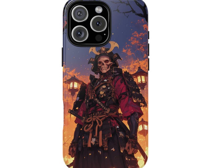 Crimson Skull Samurai Warrior Skeleton Phone Case: iPhone, Galaxy, Pixel - Lifetime Warranty