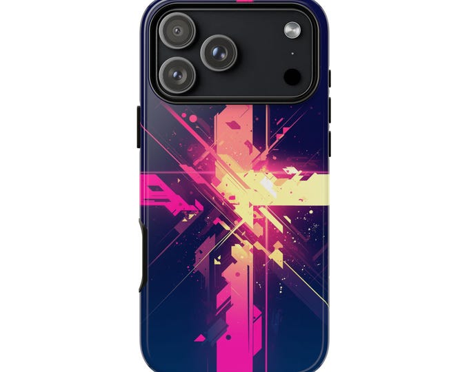 Pink Vector Synth Cross Phone Case: iPhone, Galaxy, Pixel - Lifetime Warranty