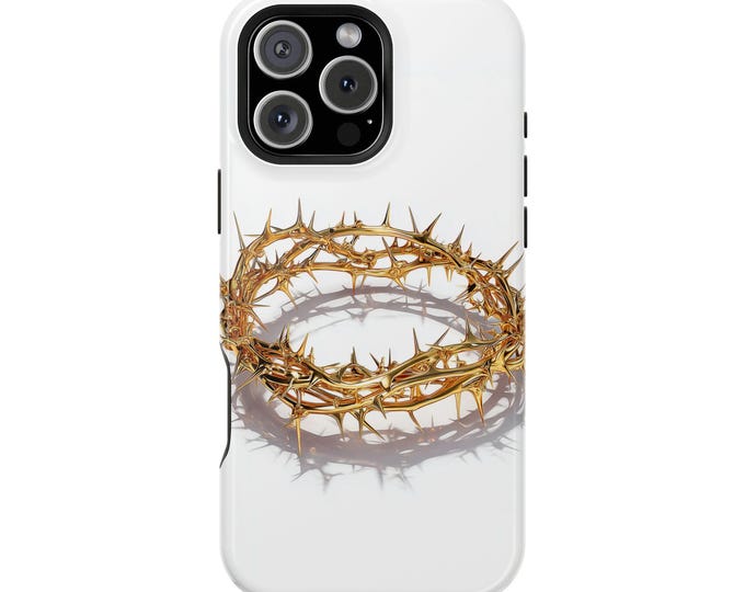 Gold Crown of Thorns Metal Phone Case: iPhone, Galaxy, Pixel - Lifetime Warranty