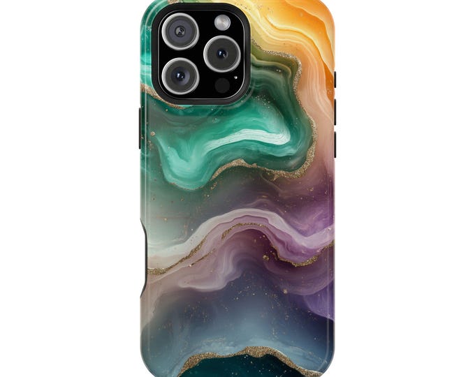 Yellow Mint Purple Marble Swirls Abstract Liquid Phone Case: iPhone, Galaxy, Pixel - MagSafe Compatible