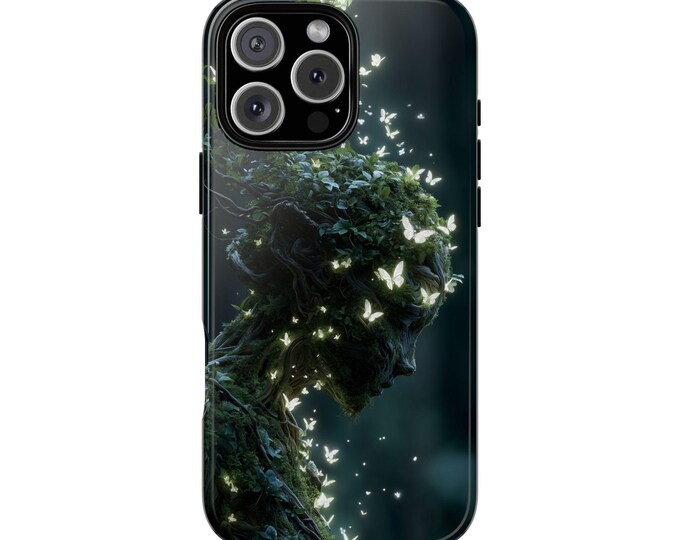 Forest Spirit Glowing Butterfly Mossy Bark Phone Case: iPhone, Galaxy, Pixel - Lifetime Warranty