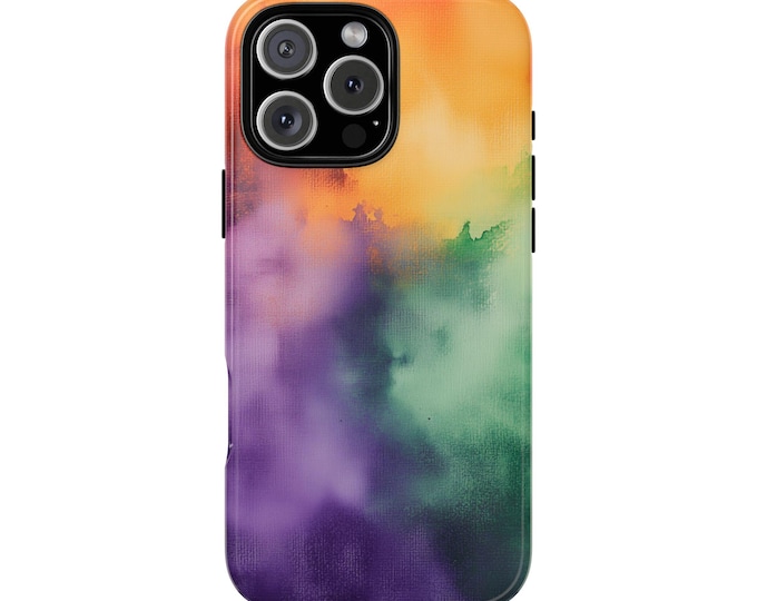 Watercolor Purple Orange Green Gradient Ink Phone Case: iPhone, Galaxy, Pixel - Lifetime Warranty