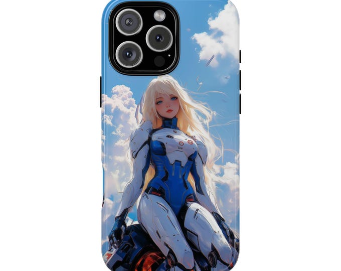 Blue Suit Mech Girl Anime Robot Armor Phone Case: iPhone, Galaxy, Pixel - Lifetime Warranty