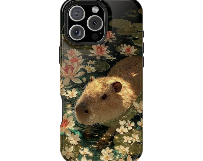 Capybara Lotus Lily Flower Pond Phone Case: iPhone, Galaxy, Pixel - Lifetime Warranty