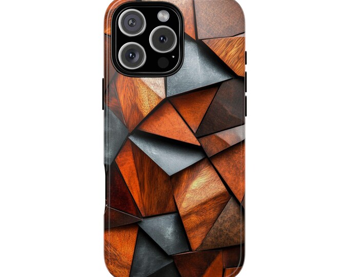 Wood Cut Geometric Wooden Shapes Phone Case: iPhone, Galaxy, Pixel - Lifetime Warranty