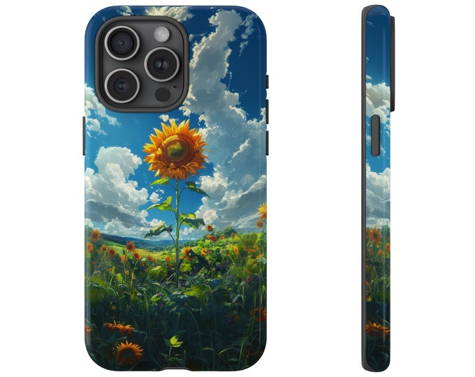 Sunflower Blue Open Sky Floral Phone Case: iPhone, Galaxy, Pixel - Lifetime Warranty