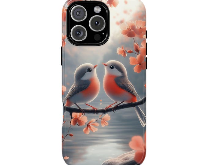 Birds Cherry Blossom Flower Tree Phone Case: iPhone, Galaxy, Pixel - Lifetime Warranty
